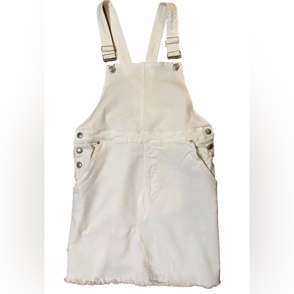 Listicle White Denim Overall Dress